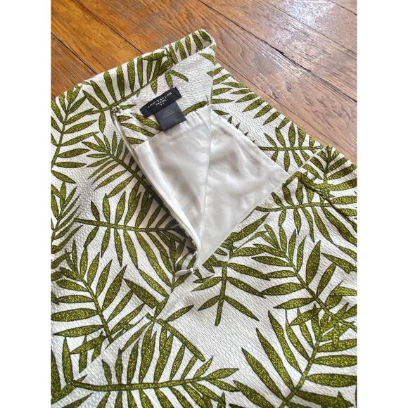 ANN TAYLOR Petite Green/White Fauna Cotton Pencil Skirt sz 10P - Picture 3 of 10